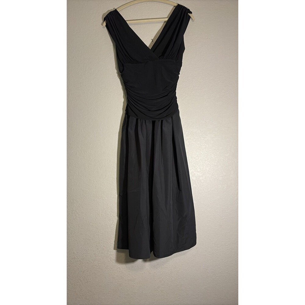 AA Studio AA Black Ruched Surplice Midi Dress 8